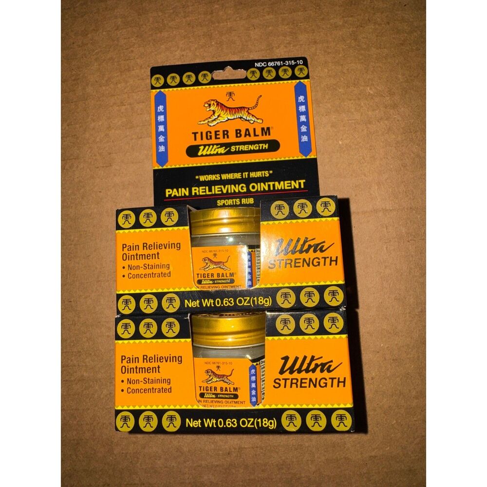 Tiger Balm Ultra Strength Pain Relieving Ointment Sports Rub 0.63 oz 18g exp2028